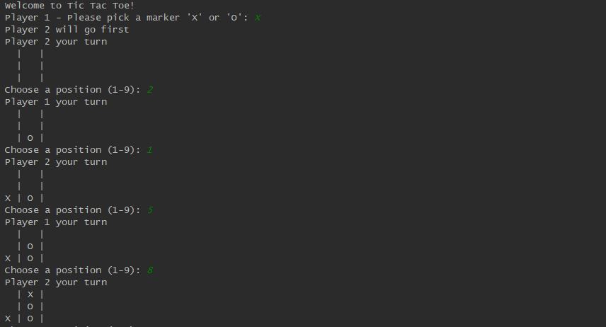 Tic Tac Toe python game